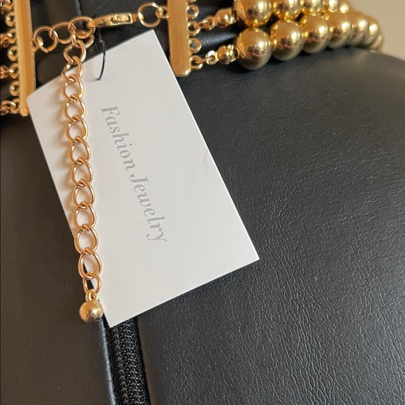 Gold Cross Pendant Necklace choker adjustable NWT faux gold - Picture 6 of 7